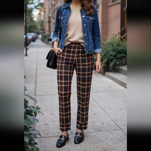 J. McLaughlin Women's Plaid Pants - Maroon, Brown, Yellow